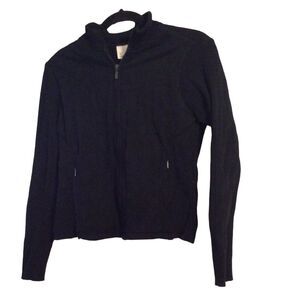 Golf womens EP sweater zip up front long sleeve Small S black textured